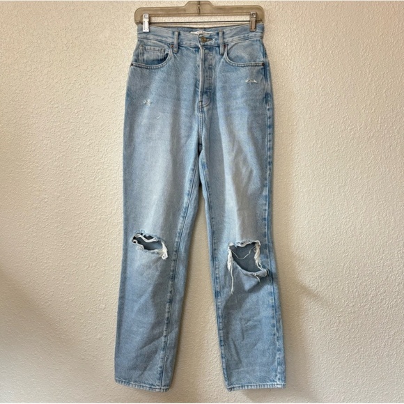 Pacsun Light Wash Distressed Knee High Waist Dad Jean Size 25 - Picture 1 of 10